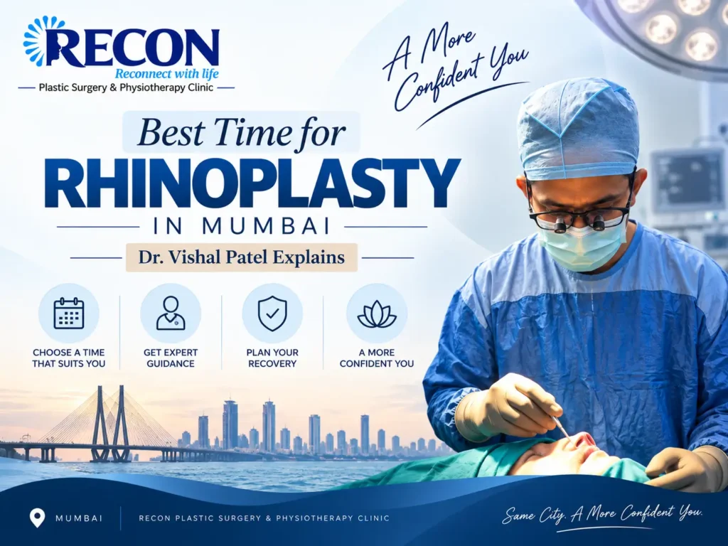 Infographics about Best time for Rhinoplasty in Mumbai - Dr. Vishal Patel Explains.
