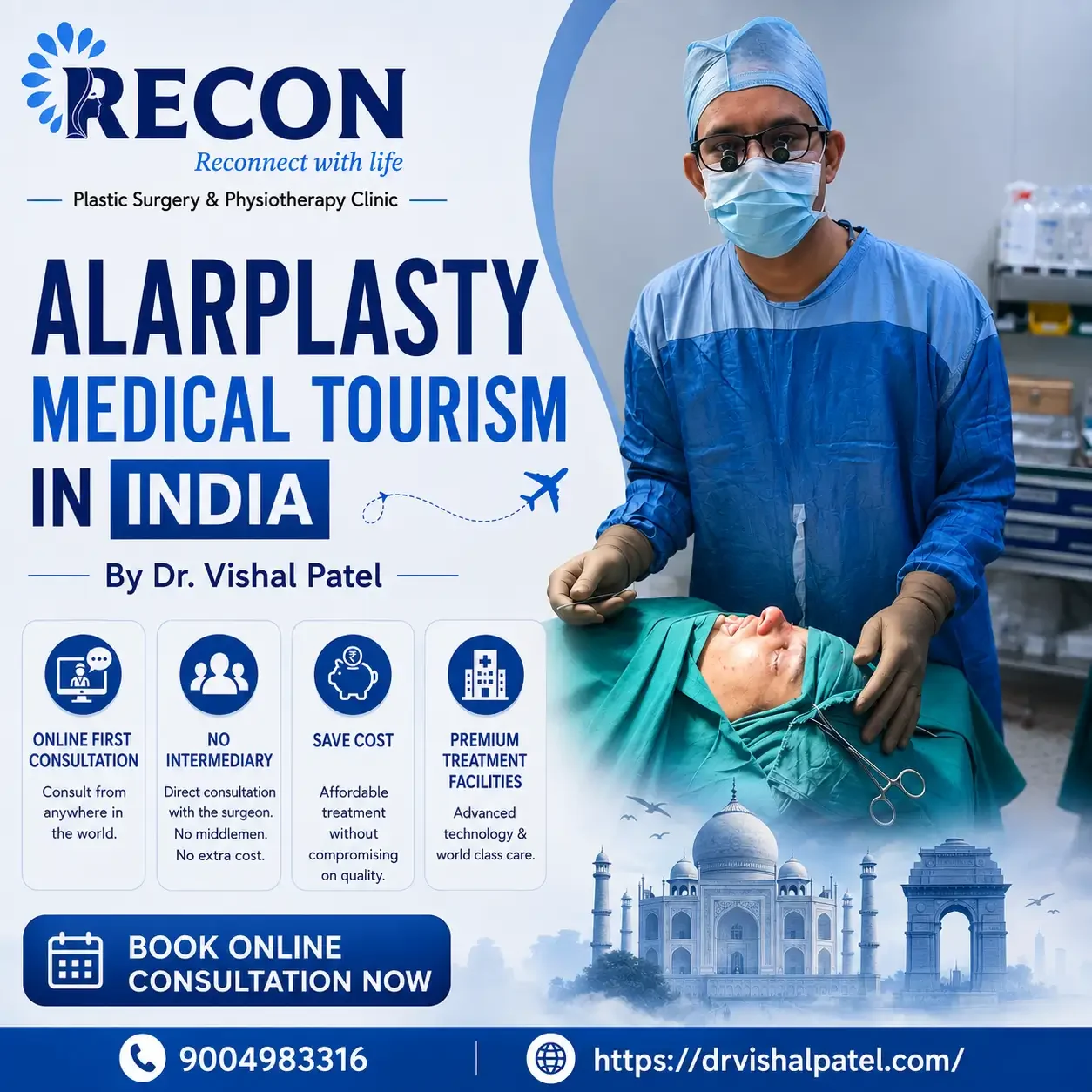Infographics on Alar plasty medical tourism in Mumbai by Dr. Vishal Patel.
