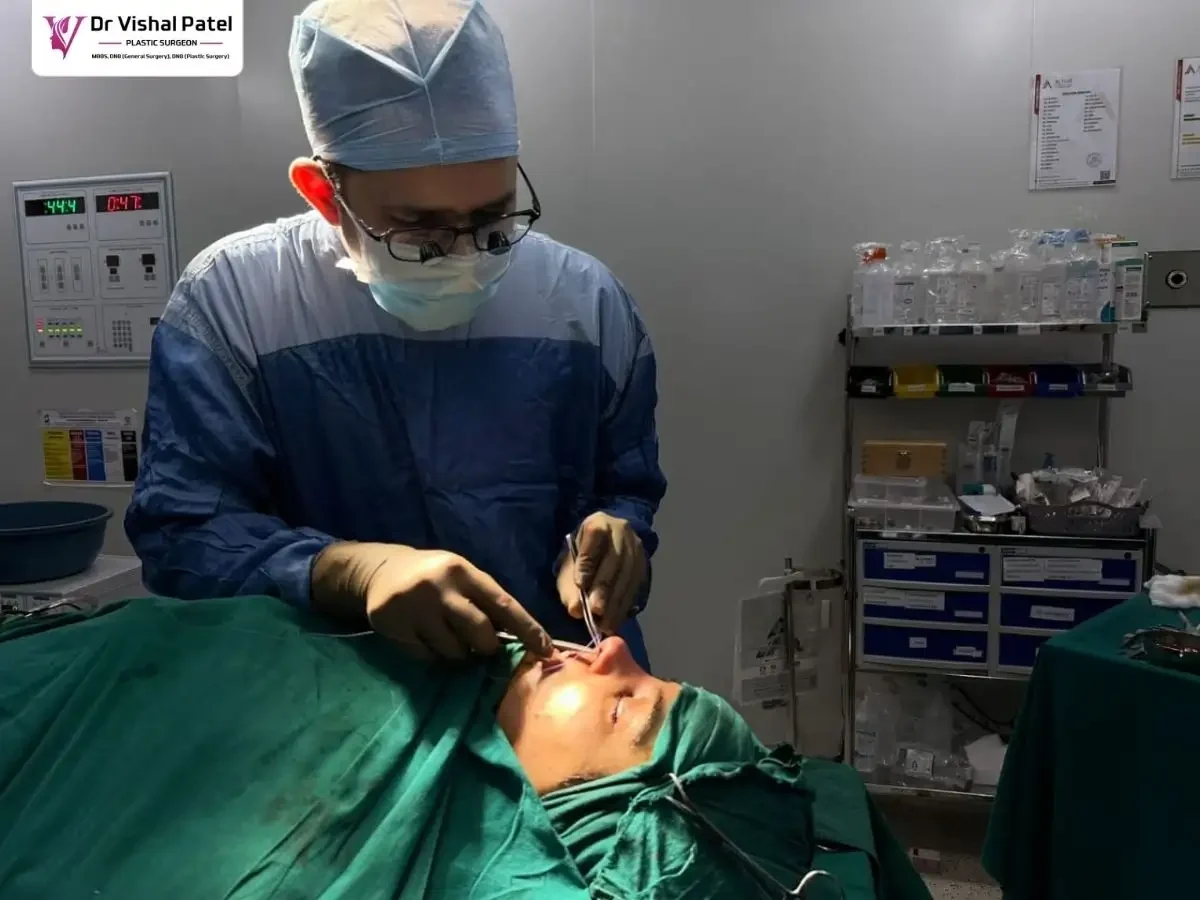 Dr. Vishal Patel performing Alarplasty surgery in Mumbai.