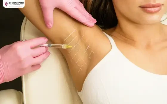 Botox being injected near Armpit area.