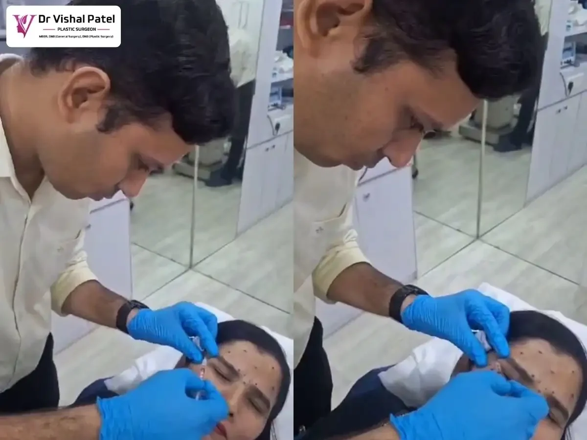 2 Photos of Dr. Vishal Patel doing Botox injection treatment in Mumbai.
