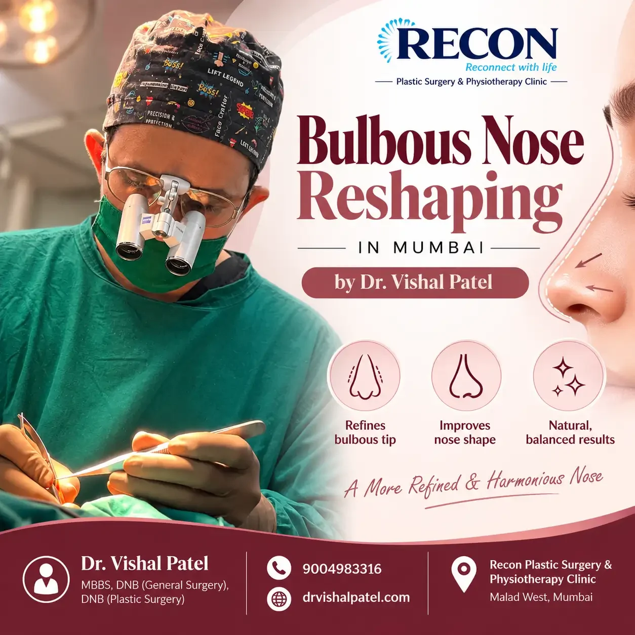 Bulbous Nose Reshaping in Mumbai - By Dr. Vishal Patel