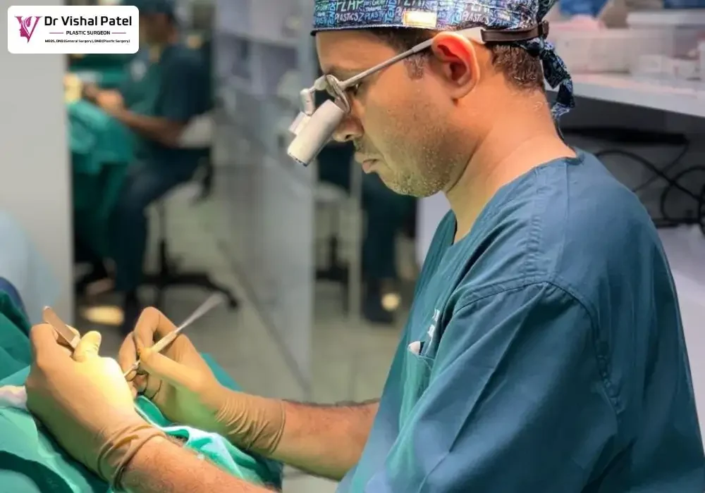 Dr. Vishal Patel Performing Double Chin Correction Surgery at his clinic in Mumbai.