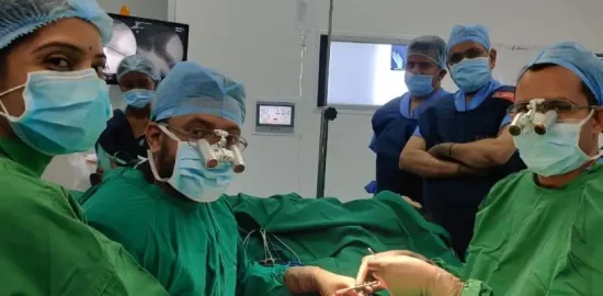 Dr. Vishal Patel with his team in Operation Theatre during Gynecomastia Surgery in Mumbai