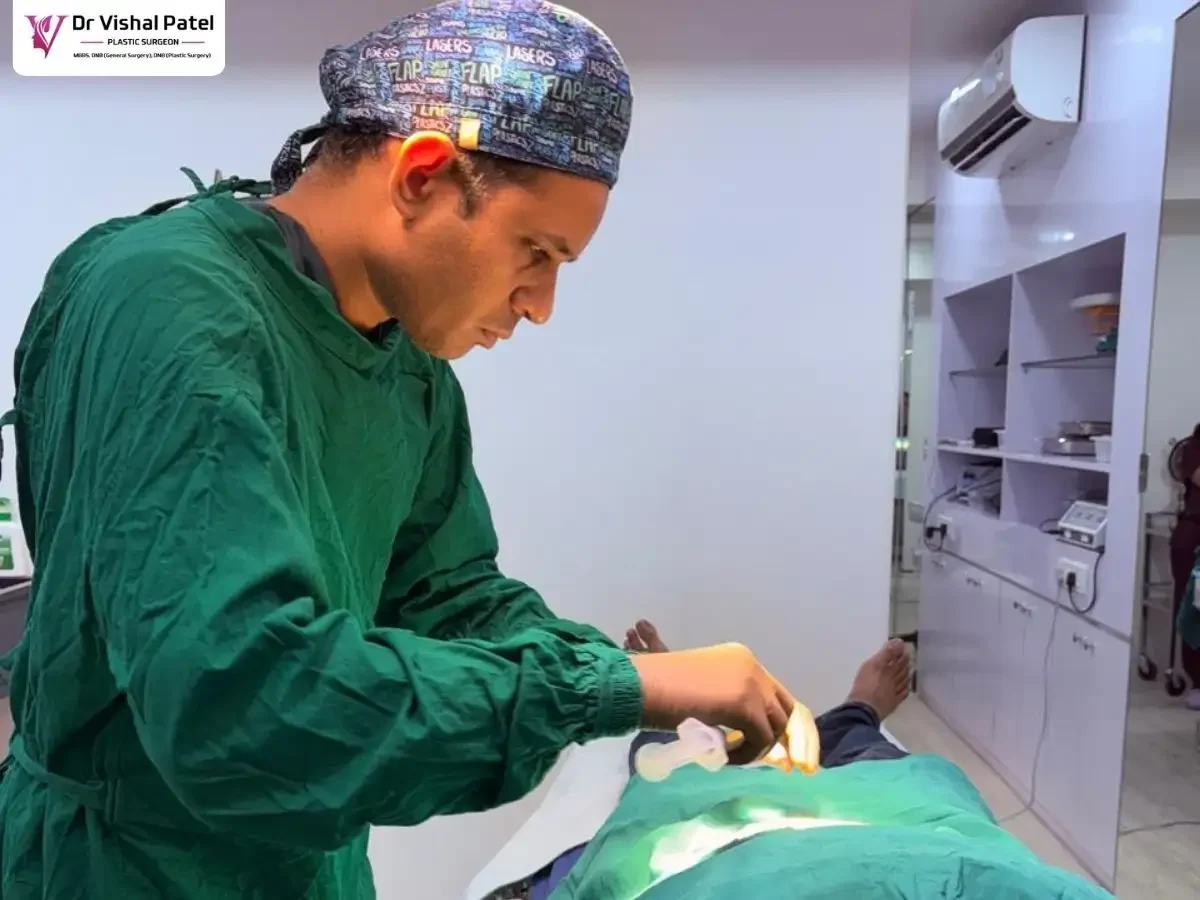 Dr. Vishal Patel doing fat harvesting.