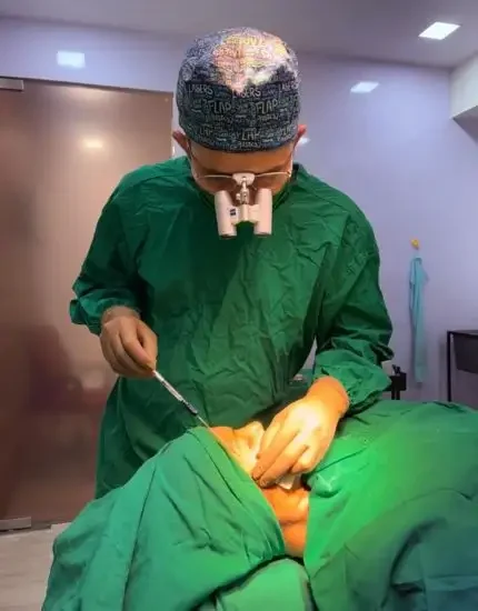 Dr Vishal Patel performing fat grafting at his clinic in Mumbai.