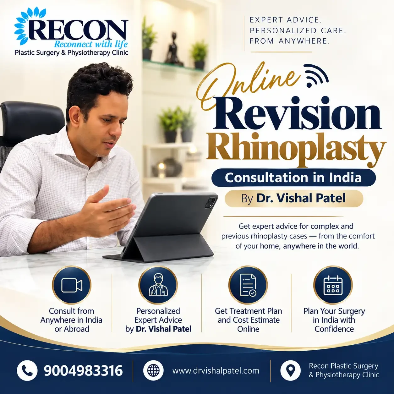 Infographic about Online Revision Rhinoplasty Consultation by Dr Vishal Patel.