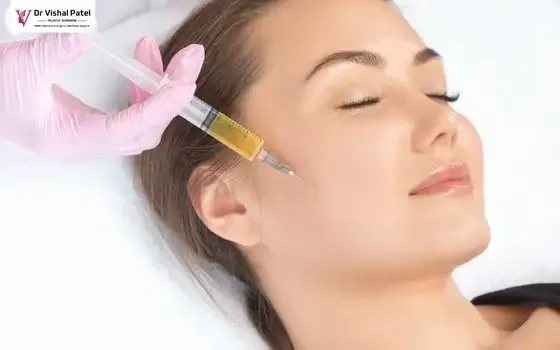 PRP Injection pointed to face.