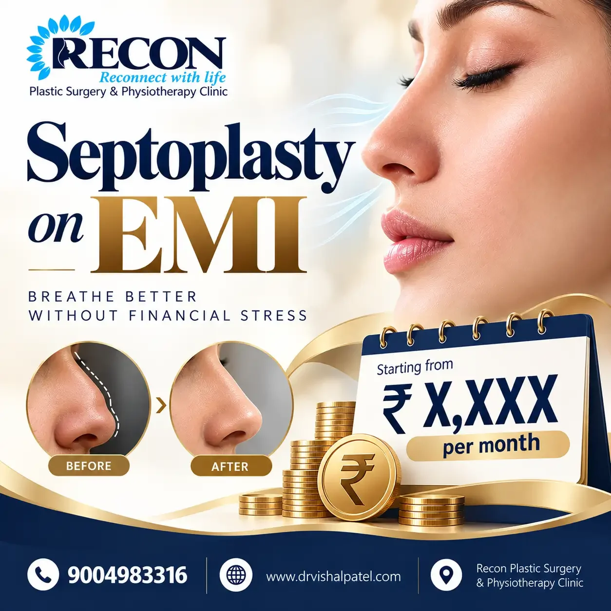 Infographic about Septoplasty with medical finance in Mumbai.