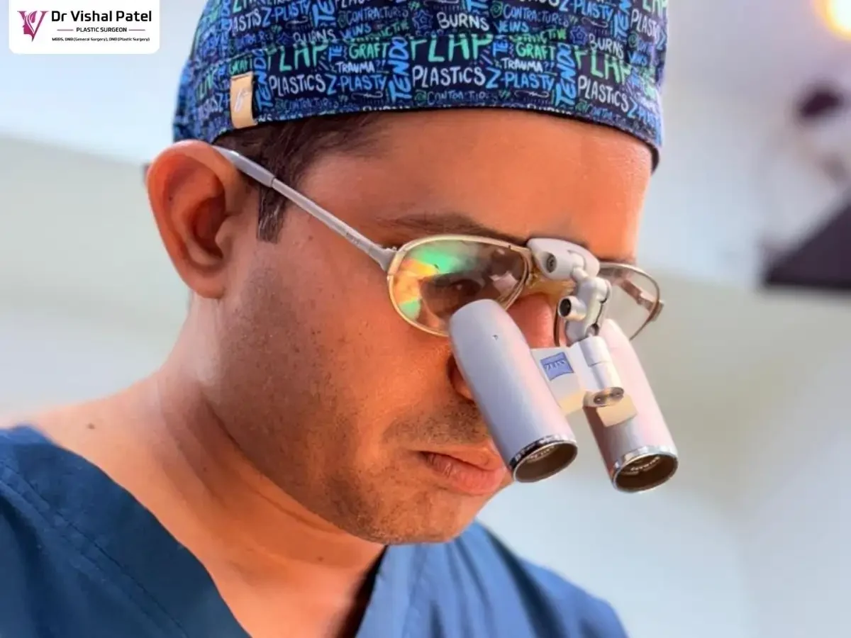 Dr. Vishal Patel with surgical binoculars.