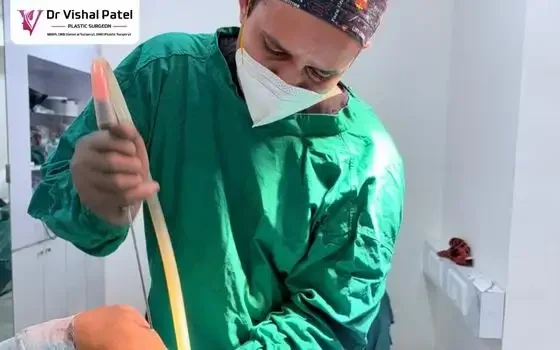 Dr. Vishal Patel using Vaser Liposuction in Arm lift surgery in Mumbai.